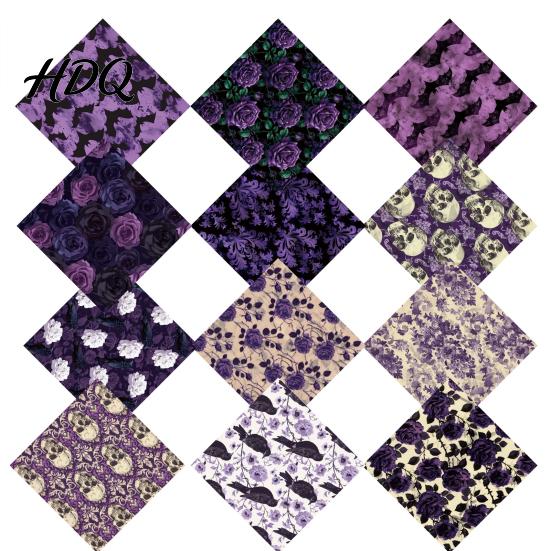 No Burrs Cutting Paper 12 Sheets Purple Gothic Halloween Scrapbook Paper, Double Sided Decorative Craft Pumpkin Ghost Bat for Card Making, Origami,