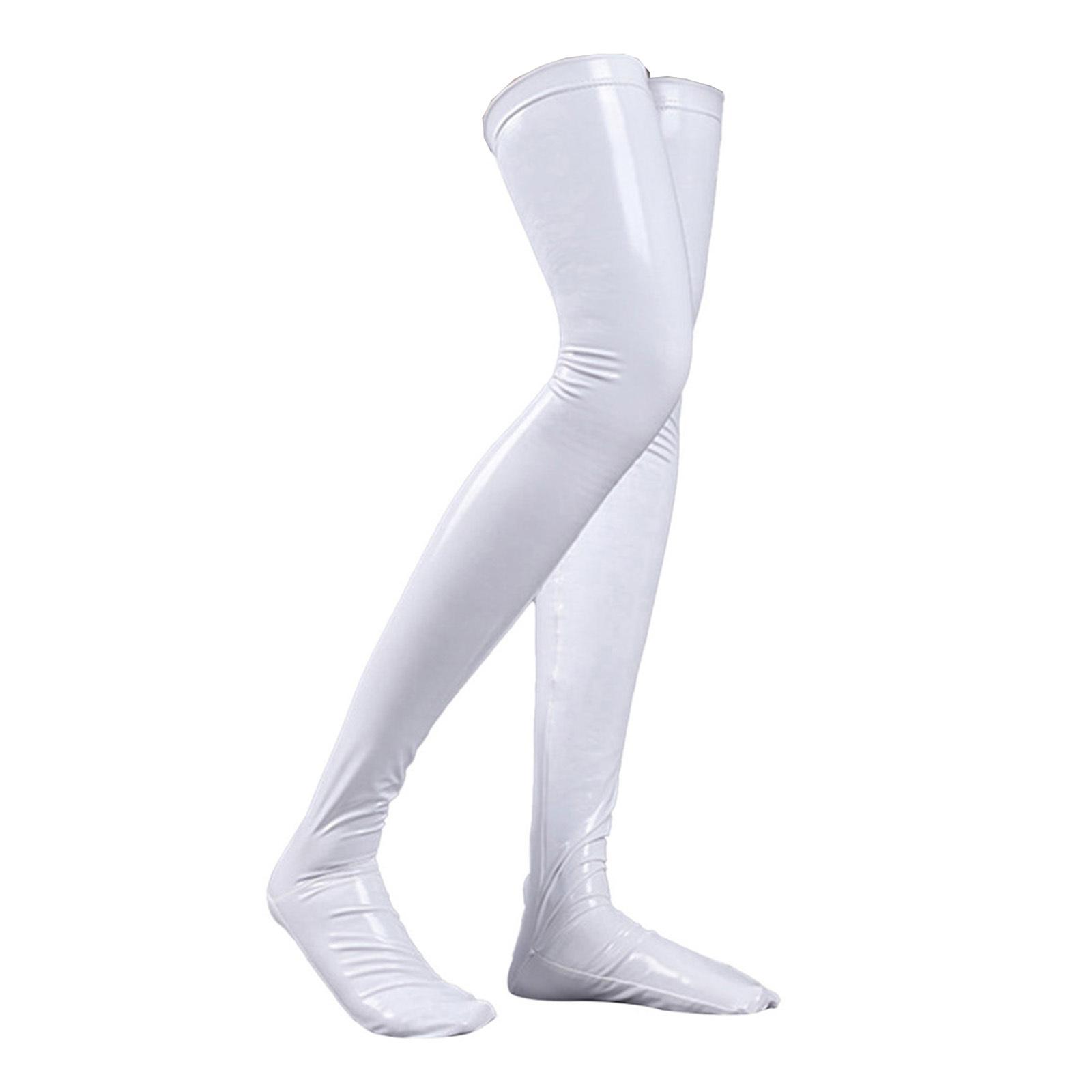 

Жіночі високі панчохи Wetlook із лакованої шкіри, довгі шкарпетки One Size білий