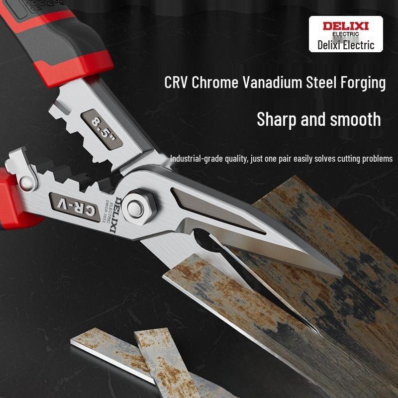 Delixi Tin Snips & Wire Cutter/Stripper/Crimper for Light Steel & Stainless Steel