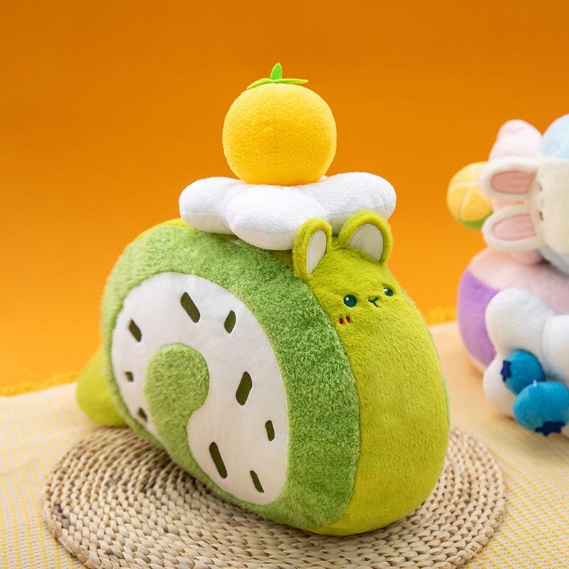 Creative Cute Cake Plush Doll High Quality Soft Stuffed Fruit Swiss Roll Wedding Birthday Cake Food Plush Toy Home Decor