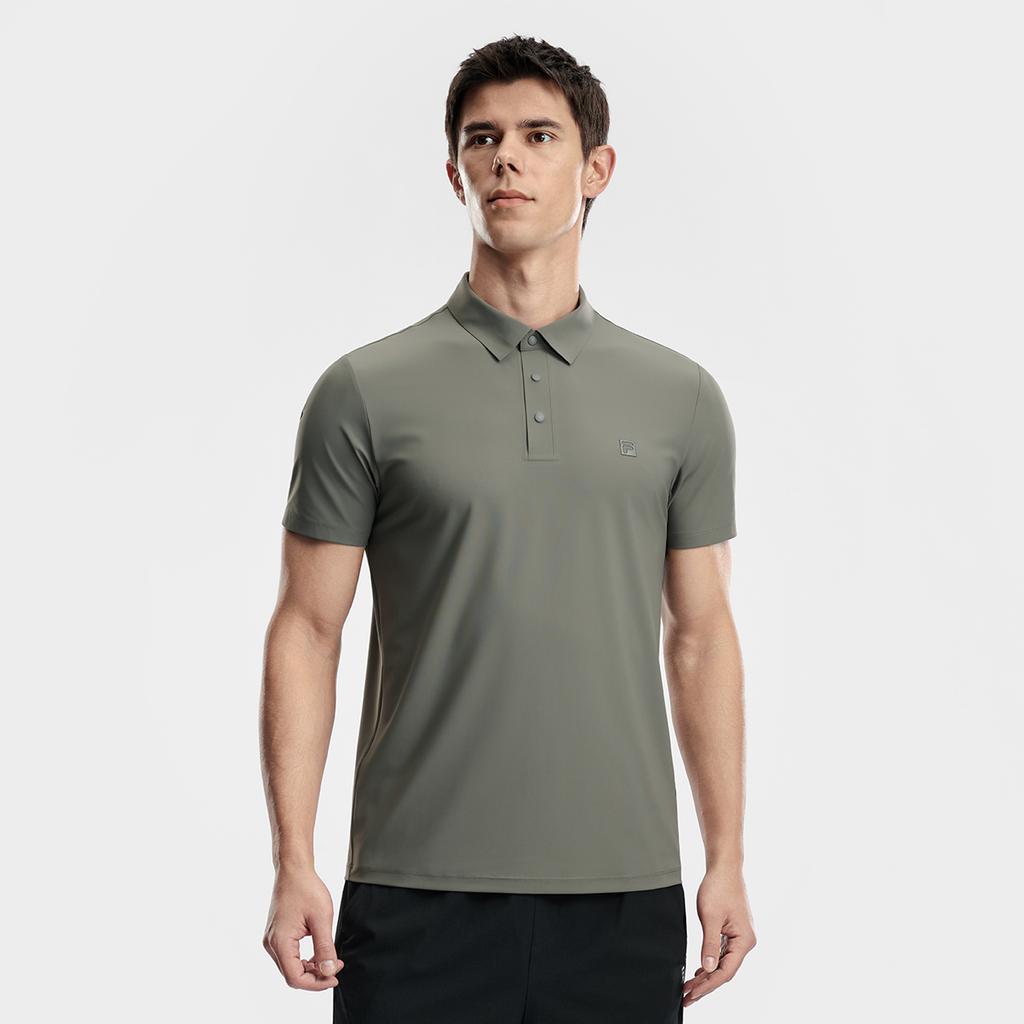 FILA Fitness Series Classic Simple Sports Training Casual Versatile Short Sleeve Polo Shirt Men tops Army-Green A51M621110FKK