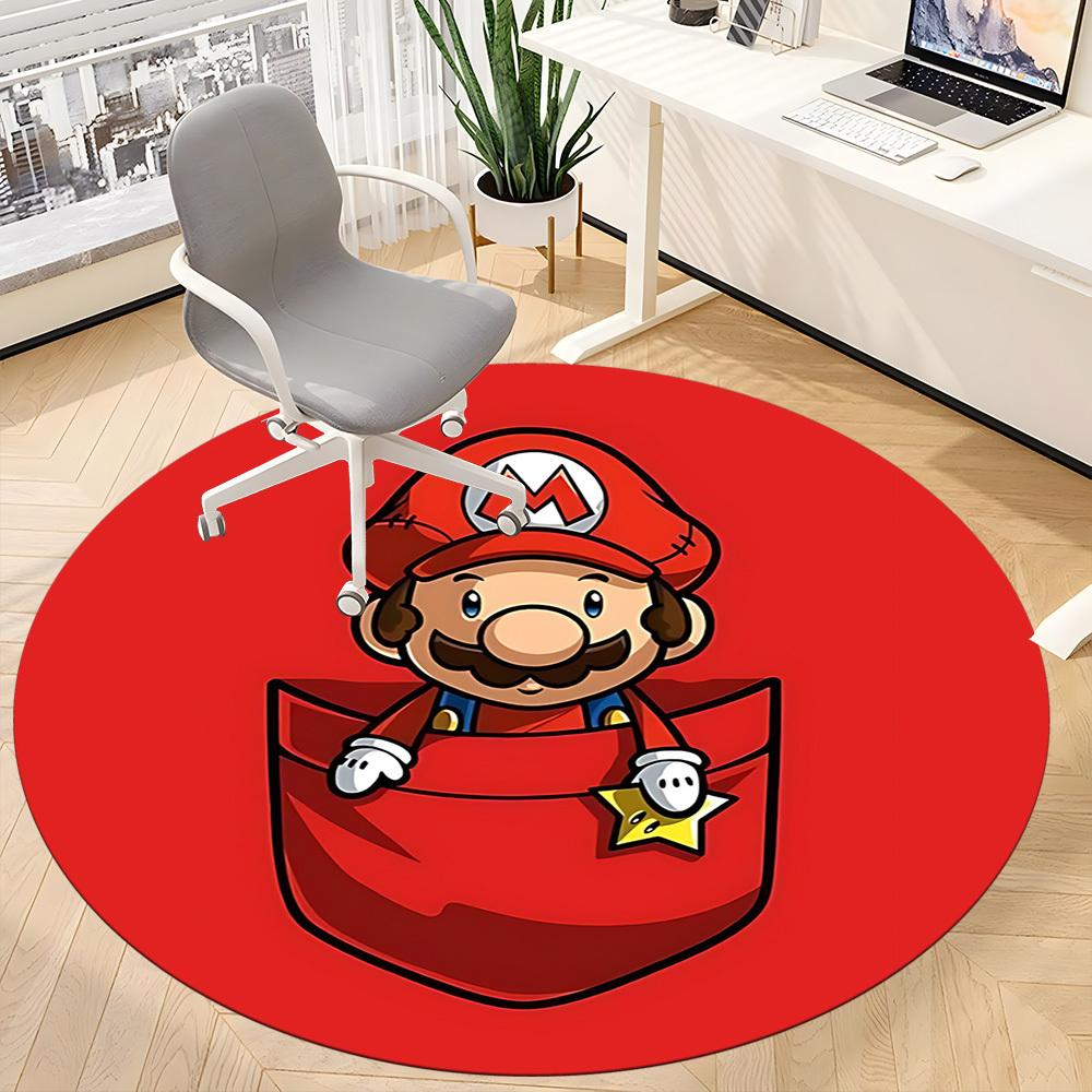 1pc Pocket Mario Office Round Area Rug, Under Office Chairs Bedroom Living Room Home Decor  A1022241