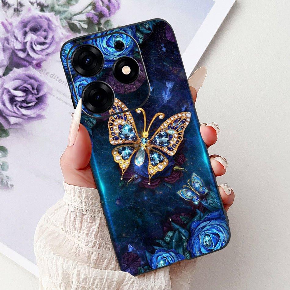 For Tecno Spark 10 Pro Phone Case Spark 10Pro 4G KI7 Elegant Floral Cat Printing Soft Silicone TPU Cases