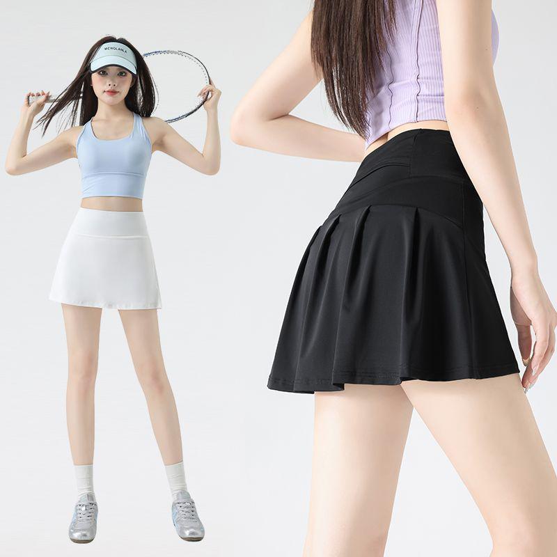 Women's Korean Sporty Pleated Tennis Skirt Shorts: Lightweight, Breathable, Anti-Exposure for Badminton & Yoga.