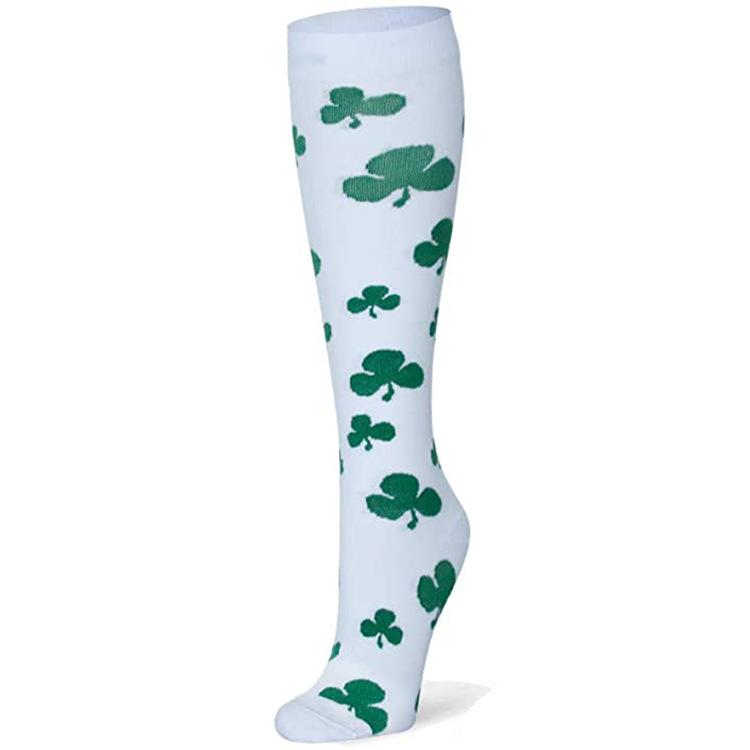 Huayasx Sports Compression Socks Pressure Rhombic Stripes Ball Love Hearts Stars Leopard Arrow Elastic Stockings Outdoor Sports
