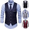 Formal Business Vests for Men British Style V-Neck Slim Fit Suit Vest Solid Color Casual Sleeveless Male Waistcoat
