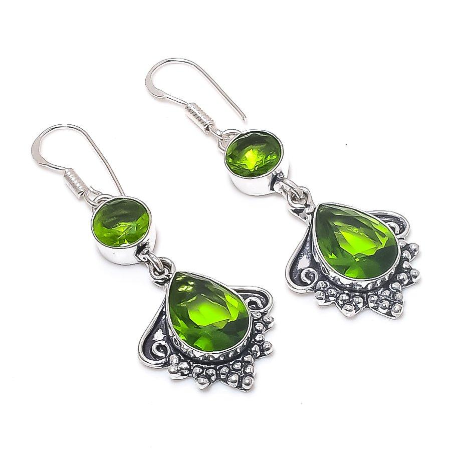 

Natural Peridot Gemstone Handmade 925 Sterling Silver Earring 2.09 m7H71