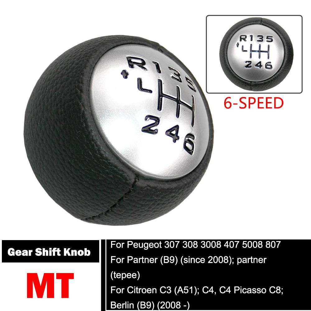 Gear Stick Shift Knob Head Lever Manual 5 6 Speed Shifter For Peugeot 307 308 3008 407 5008 807 Citroen C3 C4 Picasso C8 Partner