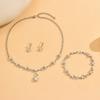 Elegant Minimalist Floral Pendant Necklace Set Women Lightweight Alloy Jewelry With Rose Gold White Finish