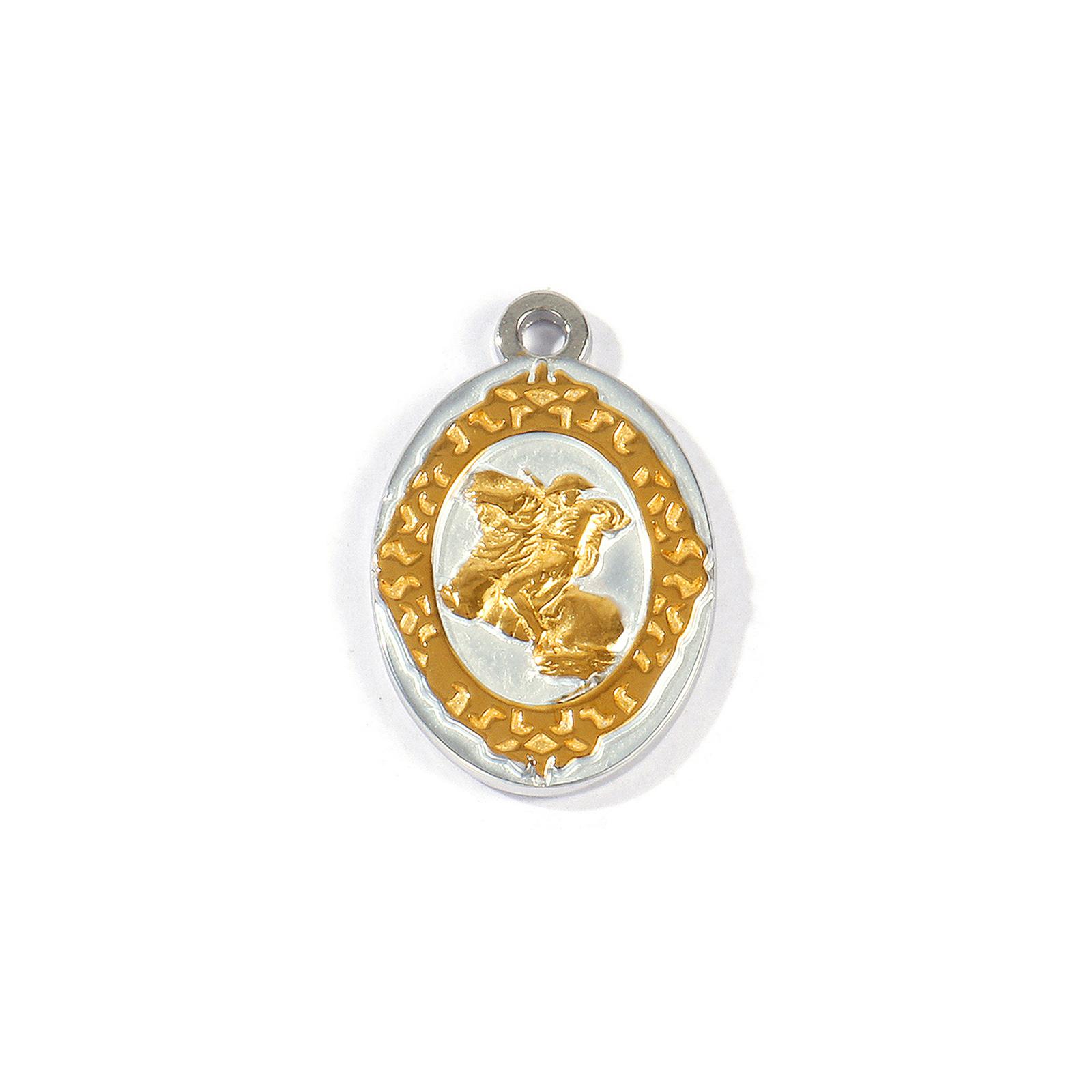 2pcs New Stainless Steel Charms Gold Plated Two Tone Oval Head Portrait Pendants Women DIY Necklace Earrings Jewelry Findings