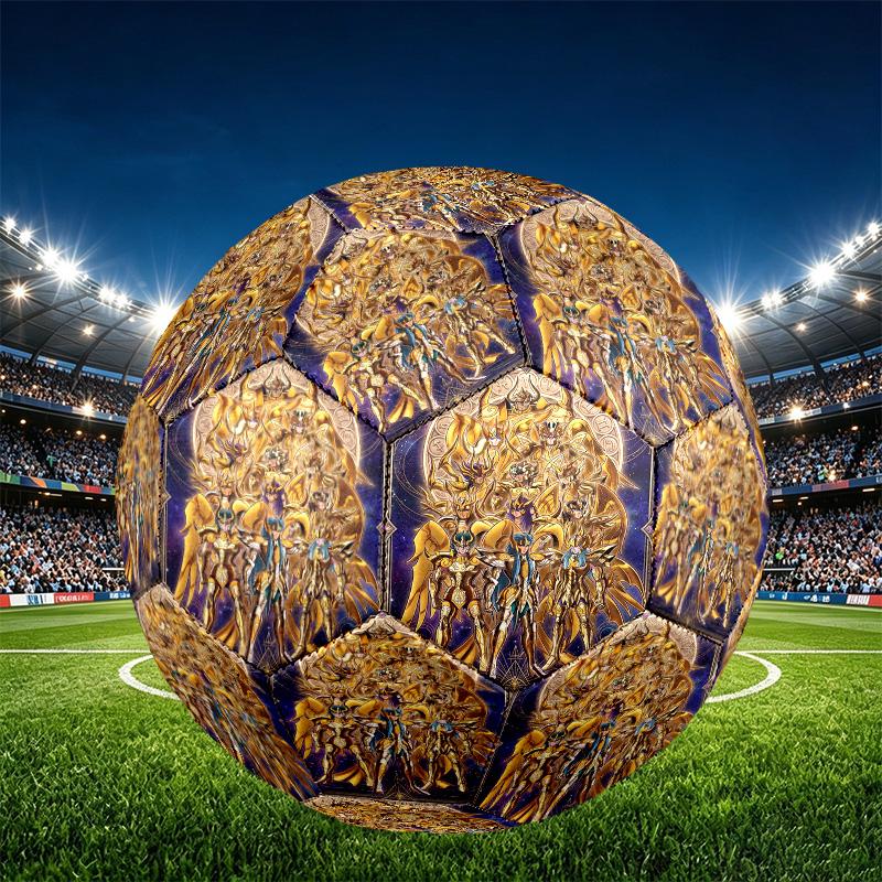 Saint Seiya Print Size 5 Soccer Ball, PU Wear Resistant Football for Match Training and Daily Practice, Birthday Gift for Soccer Fans