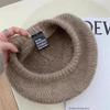 Cashmere Wool Knitted Beret Women's Big Head Circumference Autumn and Winter Fashion Simple and Versatile Retro Mohair Painter Hat