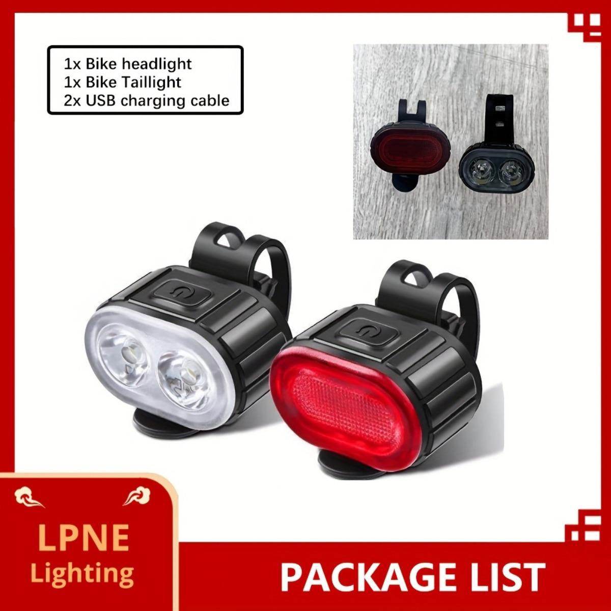 

Передние и задние фонари для велосипеда, USB-перезаряжаемые светодиодные велосипедные фонари, велосипедные фары и задние фонари, прожекторы, фонарик для ночной езды Headlight + Tail Light