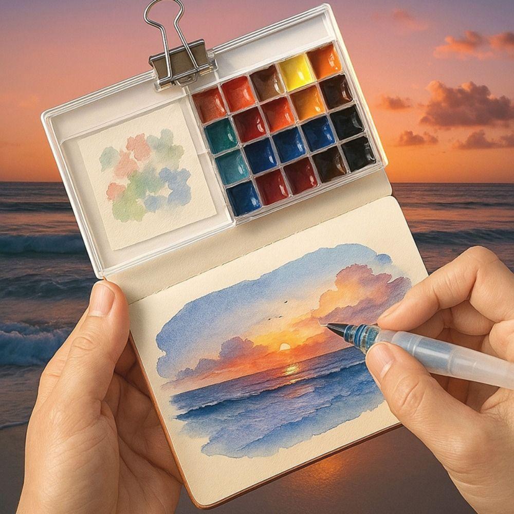 10/21 Grid Watercolor Paint Palette Mini Travel Painting Tray DIY Empty Paint Box  Artist