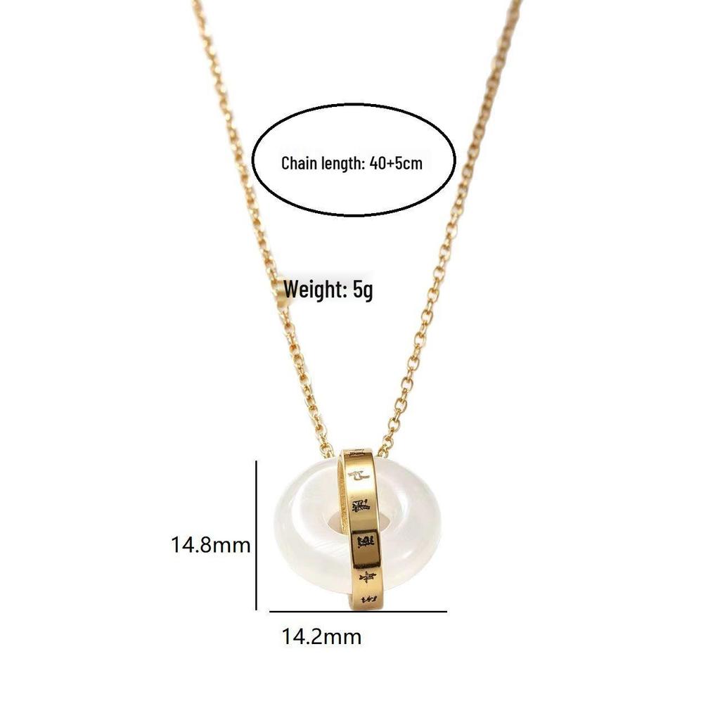 Elegant Interlocking Letter Ring Titanium Necklace: Stylish Luxury Clavicle Chain for Women