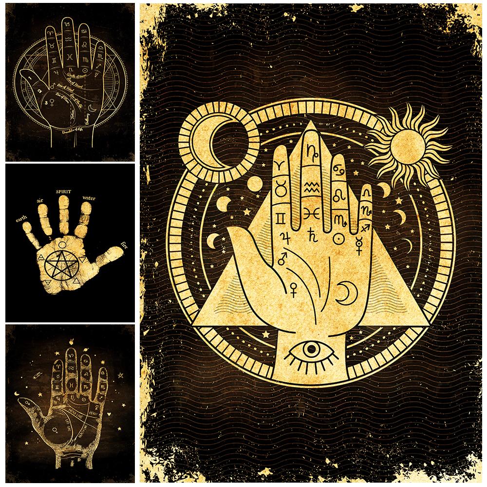 

Хиромантия, гадание и пророчество Ретро Фреска Картина маслом Колдовство Плакаты и гравюры с предсказаниями