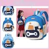 Cute Cartoon Nylon Kids Backpack For Boys And Girls In Light Blue For School