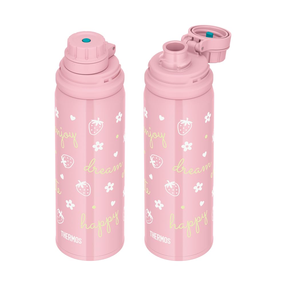 Termo de agua con pajita, taza y deportivo, con aislamiento al vacío, triple capacidad, 0,56 l/0,56 l, rosa claro, 3 modos de uso, solo para almacenamiento en frío, FJW-550TR LP