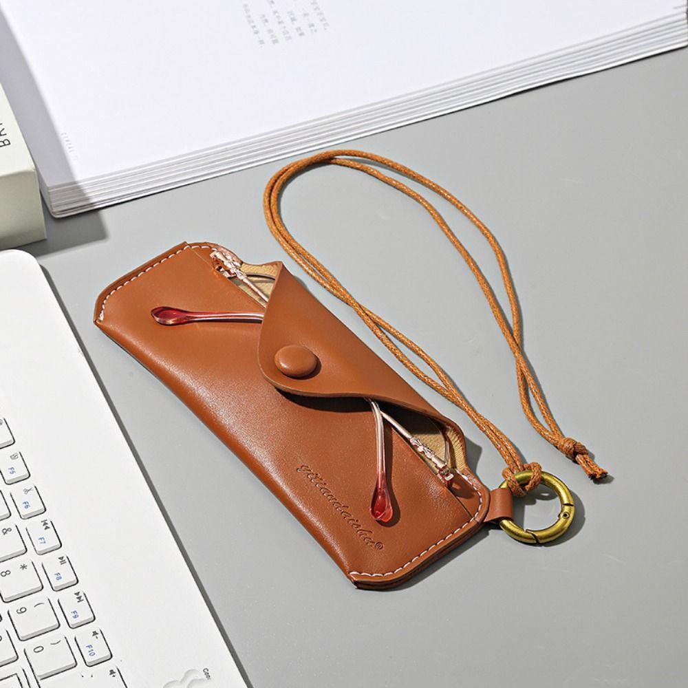 Hanging Neck Sunglass Organizer PU Leather Sunglasses Bag Soft Glasses Bag  Women