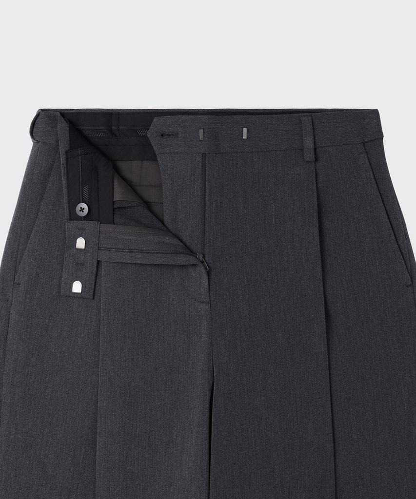 MUSINSA STANDARD WOMAN Women'S Low Waist Deep Tuck Extra Wide Hidden Banding Slacks [Medium Grey]