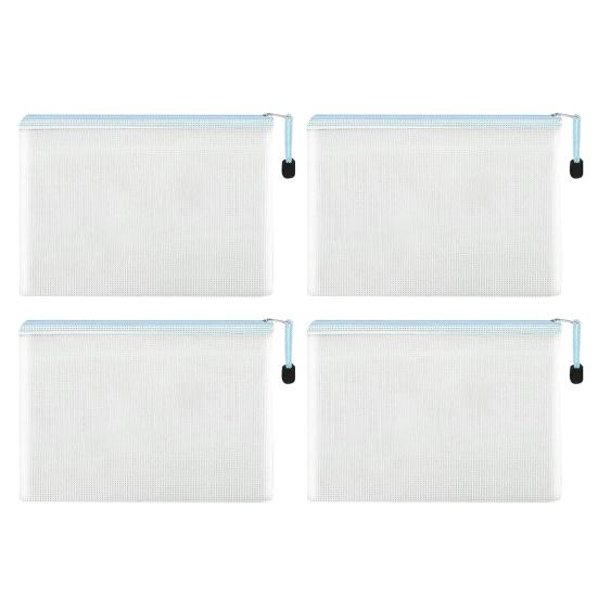 4Pcs A4 File Bag Waterproof Multi-purpose Zipper Pouches Portable File Storage Bag