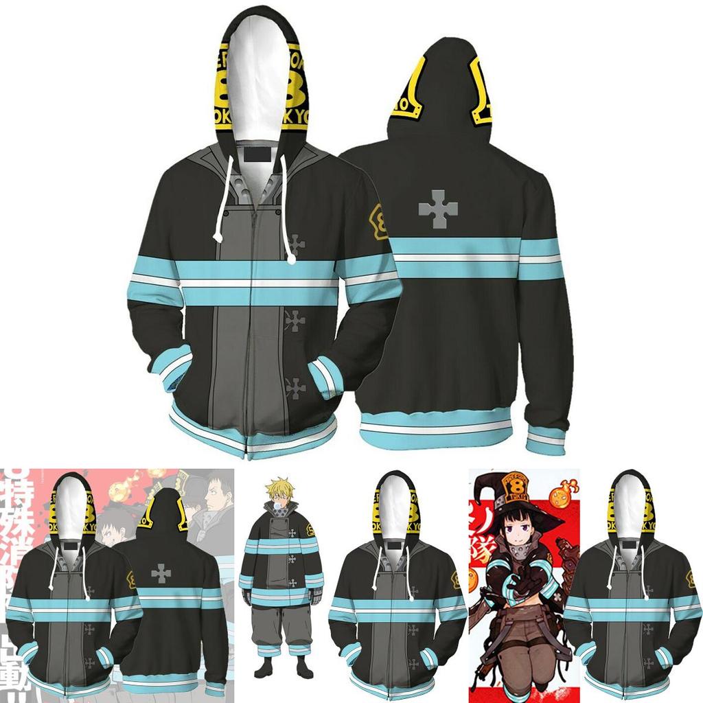 Anime Enn Enn No Shouboutai Fire Force sweat à capuche Firesoldier veste manteau Costumes