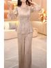 Spring 2025 Women's Luxury Suit: Stylish Slimming Top & Wide-Leg Pants Set