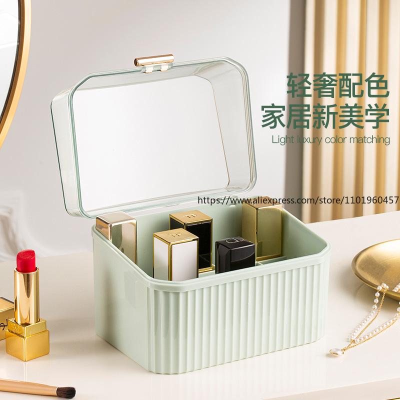 Light Luxury Transparent Makeup Organizer Dustproof Desktop Lipstick Case Portable Display Rack for Home