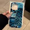 Vintage Blue Leopard Print Girls Phone Case for Iphone 16 15 14 7 8 Plus 13 11 12 Pro Max X XS XR SE 2022 2020 16e Back Cover