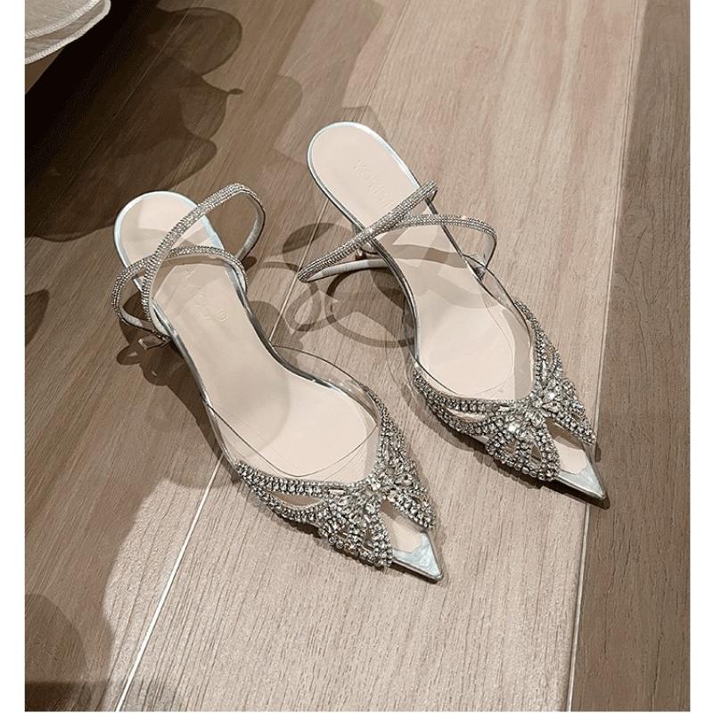 

Женские сандалии, туфли-лодочки на высоком каблуке, новые летние модные пикантные женские туфли со стразами и цветами, классические свадебные туфли, свадебные сандалии с жемчугом 35 серебряный