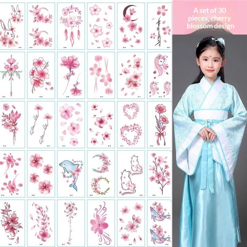 30Pcs Waterproof Temporary Tattoo Stickers Disposable 3D Color Butterfly Rose Flower Feather Fake Tattoo For Women Girl Body Art