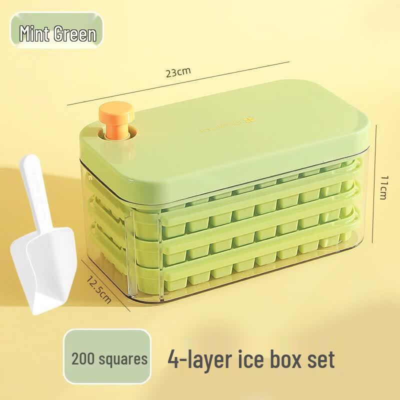 Qiwei Press-Type Ice Cube Maker with Storage Box