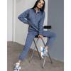 Spring and Autumn Fashion Casual Hooded Sweatshirt Two-piece Set Long Sleeve Solid Color Fleece Retractable Feet Casual Set