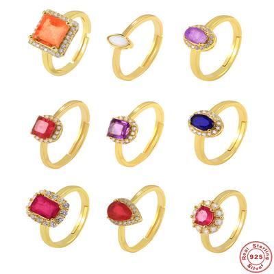 S925 Sterling Silver Natural Stone Gemstone Ring Wedding Engagement Ring Wedding Season Luxury High-End Ring