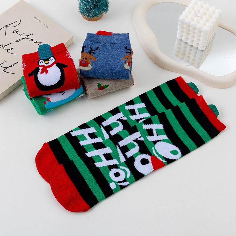 Christmas Socks, Santa Claus, Reindeer, Snowman, Gingerbread, Human Tube, Women's Socks, Cotton Cartoon, Autumn and Winter