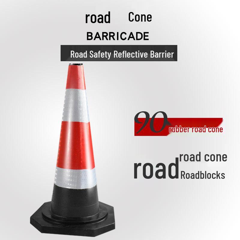 70cm Reflective Rubber Safety Cone - High-Speed Traffic Warning & Isolation Barrier