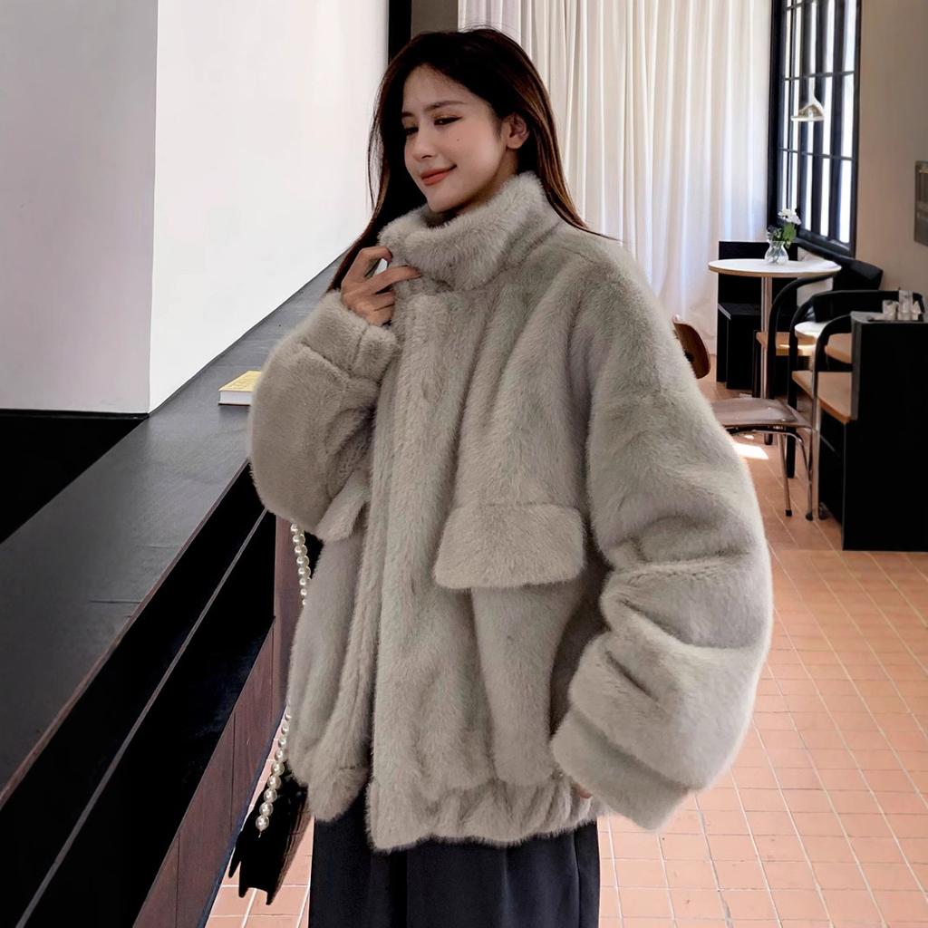 Hot Autumn and Winter Imitation Fur Artificial Fur Jacket Medium and Long Mink Clothes