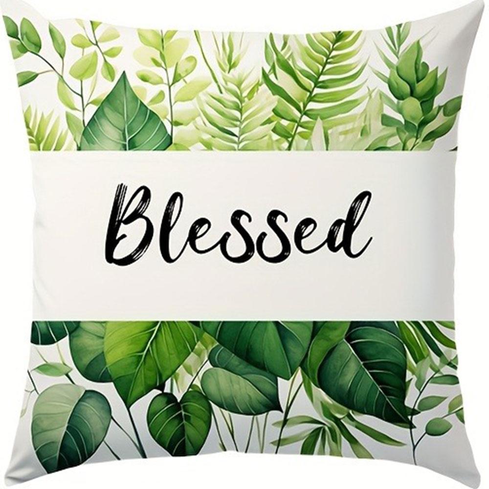 Blue Floral And Home - Slogan Pillowcasebedroom Living Room Sofa Home Decor Polyester Cushion Cover With Zipper