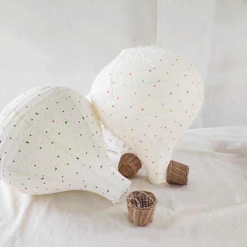Ins Fabric Hot Air Balloon+String Lights Nordic Children's Room Handmade Wall Hanging Balloon Lampshade Decoration Accessories