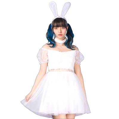 Clearstone Coquettish Girly Cosplay Halloween White Lace Bunny Costume, Women's, Size S, White