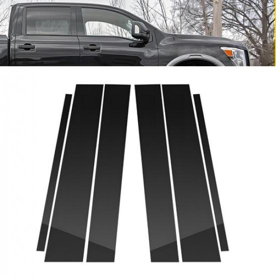 6X Glossy Black Pillar Post Window Door Trim 2004-2015 For Nissan Titan Crew Cab