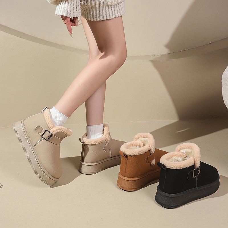 Snow Boots Women's Winter 2025 New Korean Version Fashion Lazy Shoes Round Head Flat Cotton Shoes Women's Shoes Warm Shoes Women