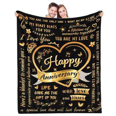 Anniversary Gift Printed Blanket for Sofa Bed Travel Camping Living Room Office Conditioning Blanket for All Seasons Gifts