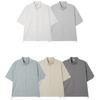 APOSTROPHE COMMA Reversible Label High-Neck Zip-Up Short-Sleeve Shirt_Dark Gray