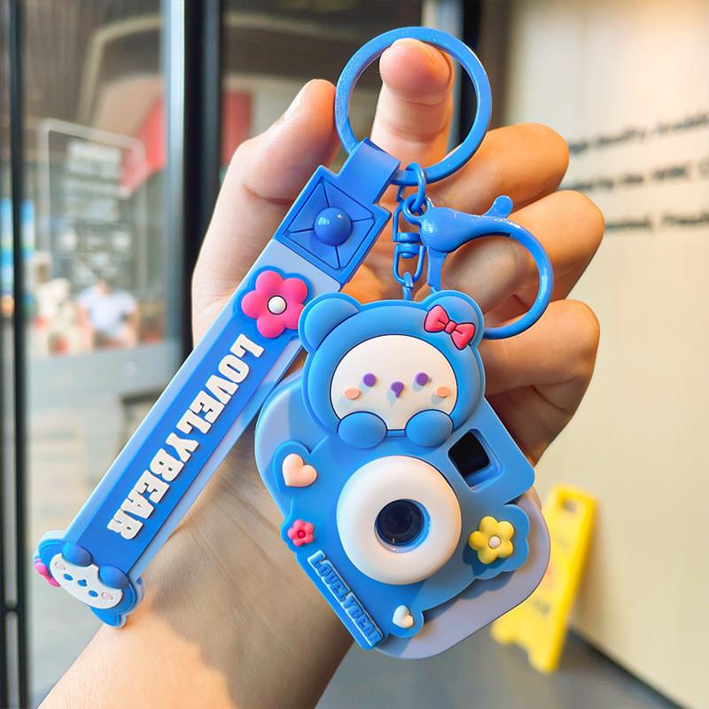 Lovely Light-up Projector Camera Keyring Decorative Cartoon Keychain Gift For All Occasions