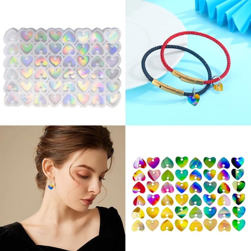 Glossy Silicone Loves Holographic Molds Light Shadow Earrings Pendant Mold DIY Ornaments Jewelry Epoxy Crafting Mold