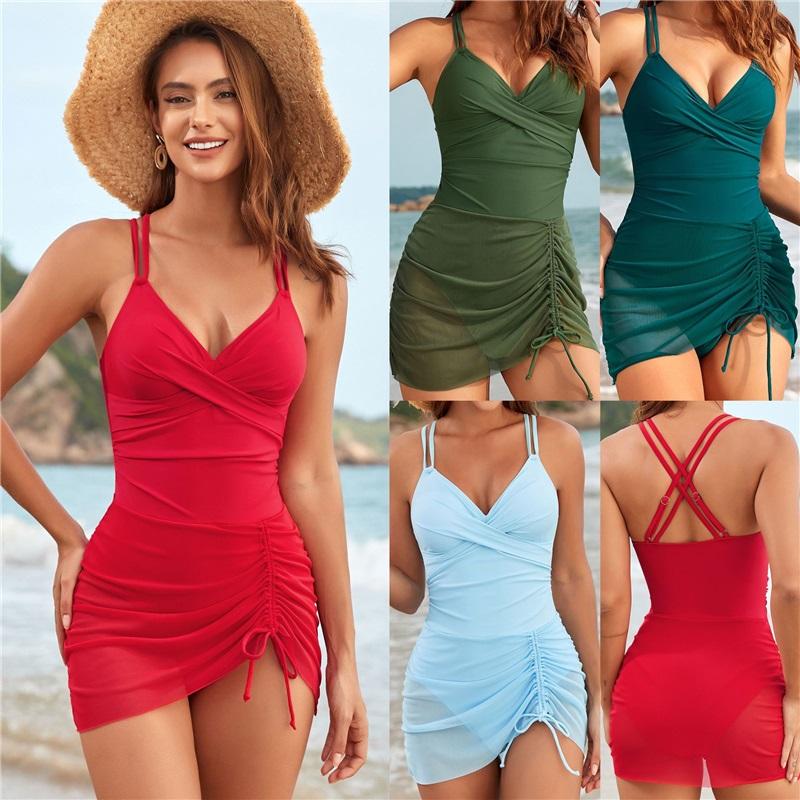 swimsuit skirt style mesh popular one-piece swimsuit