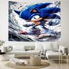 Sonic Print Tapestry, Backdrop, Easy Setup, Ideal for Bedroom, Office & Living Room, with Aesthetic Wall Hanging Decor.