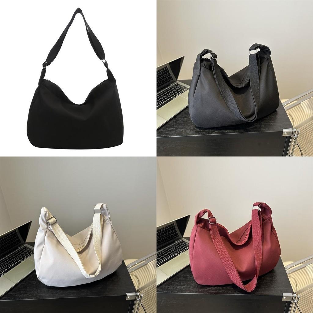 Korean Style Casual Lazy Wind Bag 2024 New Simple Large Capacity Canvas Bag Solid Color Single Shoulder Diagonal Female Bag