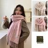 Korean Style Wool Tassel Scarf Windproof Women Plaid Shawl Fashion Winter Cashmere Scarf  Female